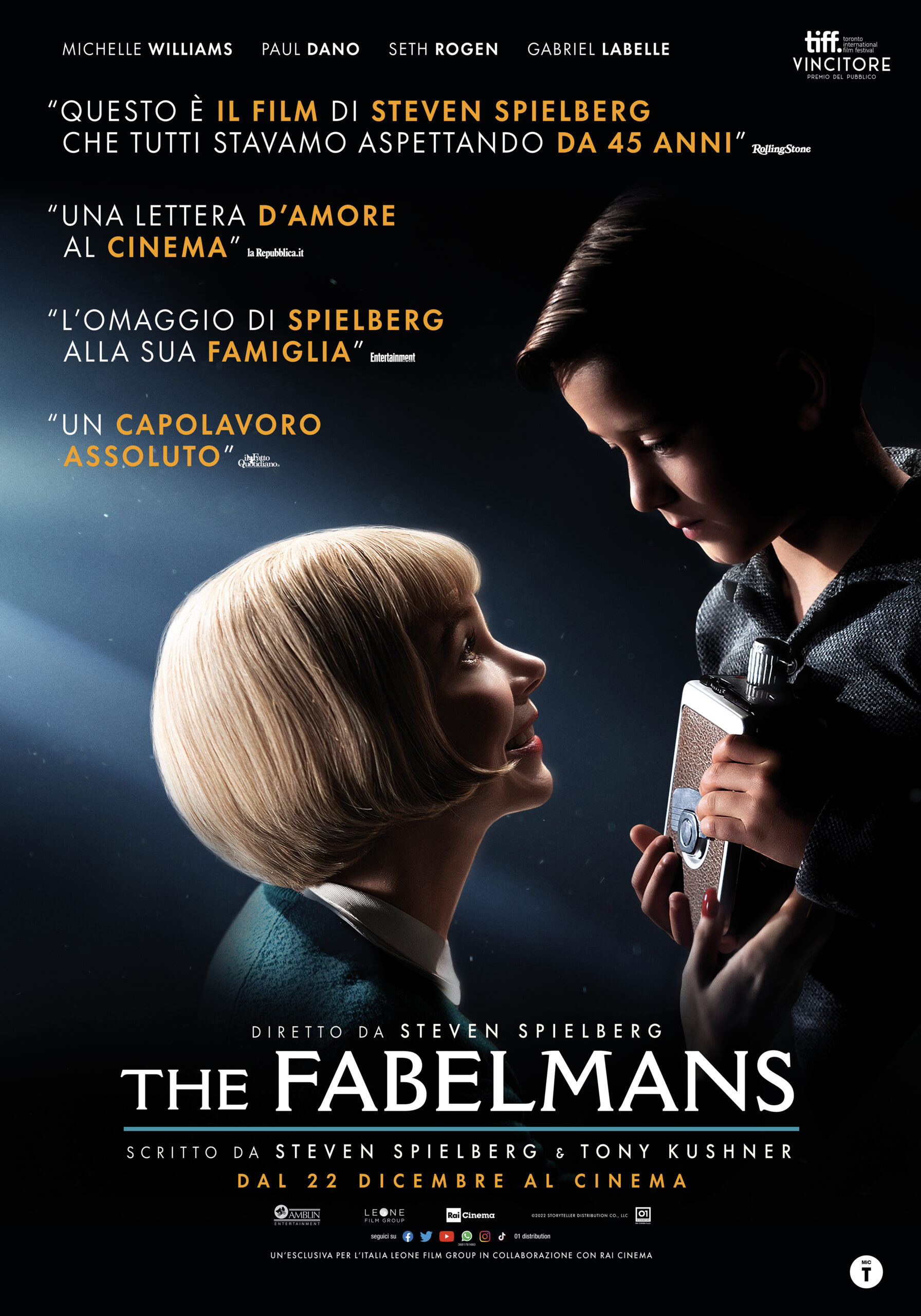 "The Fabelmans", dopo i Golden Globes, sabato 17 e domenica 18 dicembre in anteprima in 250 cinema