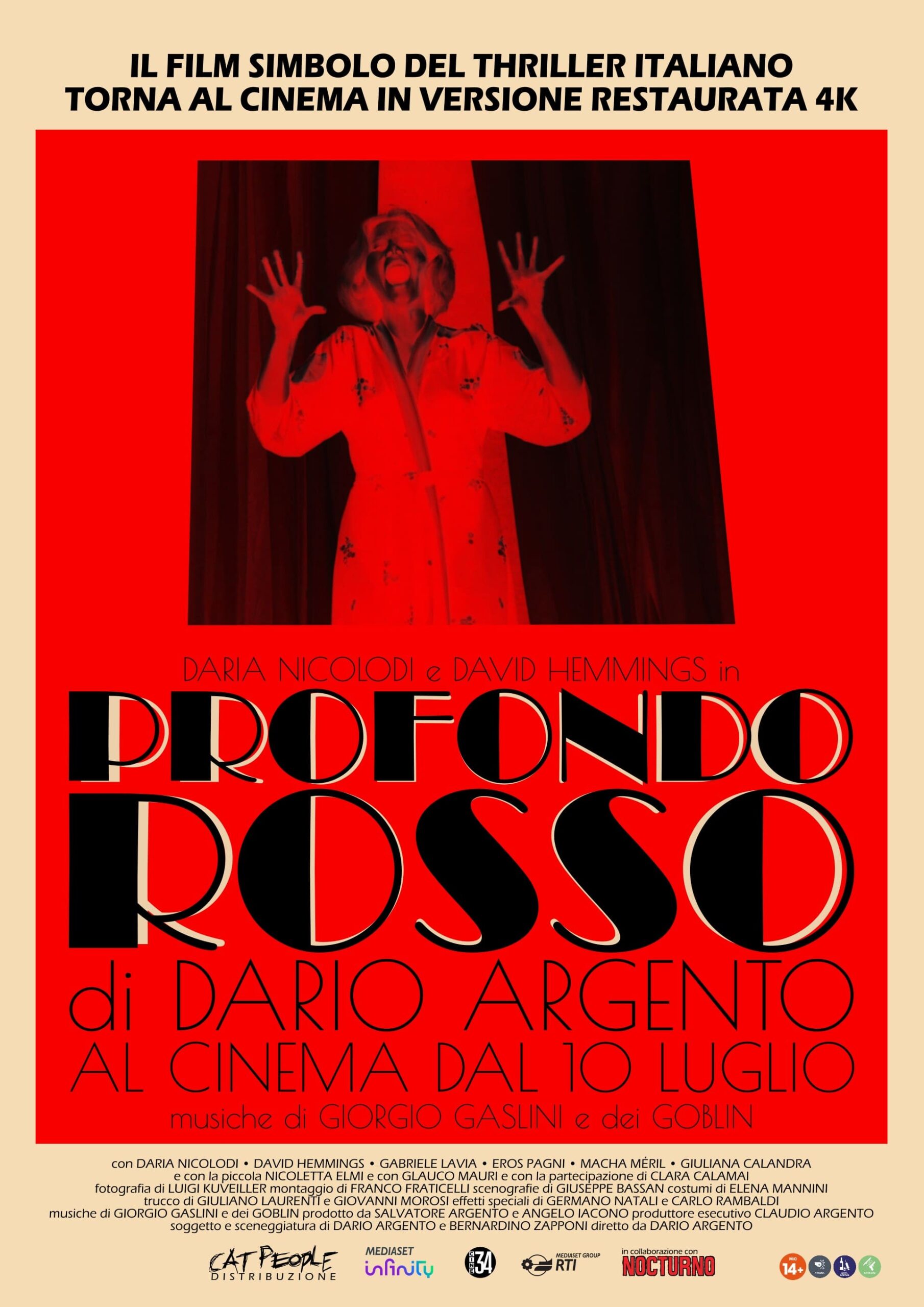 "Profondo Rosso" di Dario Argento torna al cinema dal 10 luglio