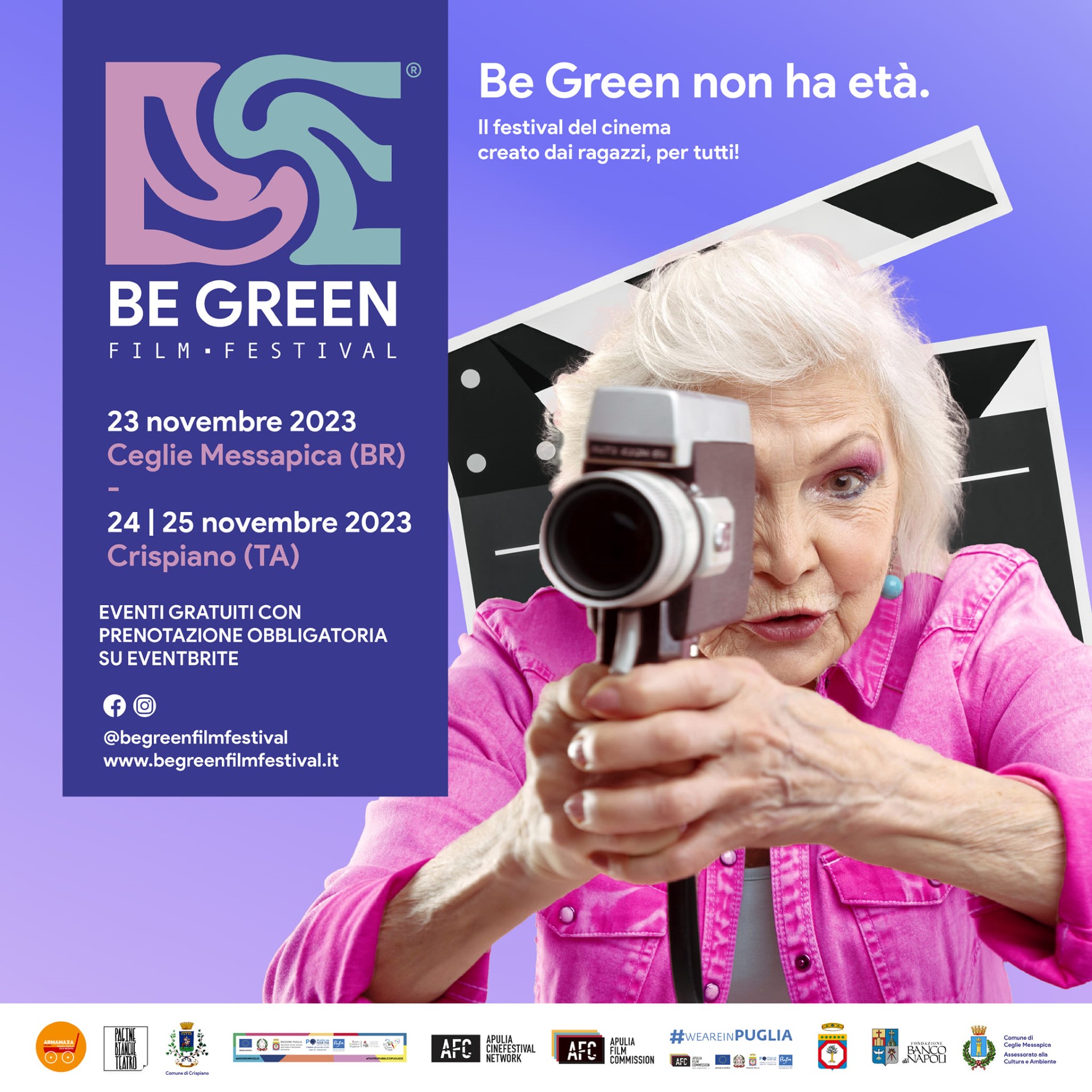 Al via da domani, giovedì 23 e fino a sabato 25 novembre, la II edizione del “Be Green Film Festival”